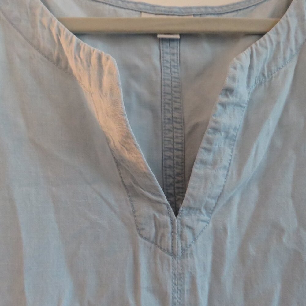 J. JILL Light Denim Maxi Chambray Dress Coastal Lagenlook Minimalist Size XL P - Picture 4 of 14